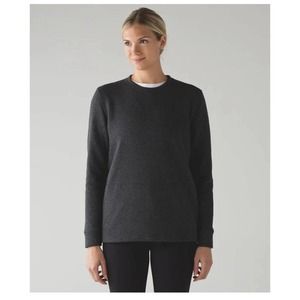 Lululemon Yes Fleece Pullover Sweatshirt Relaxed Fit Heather Black Size 4